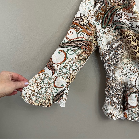 RoseMarine  Floral Print Blouse Made in Italy wrap top Y2K inspired lined Large - Picture 3 of 10